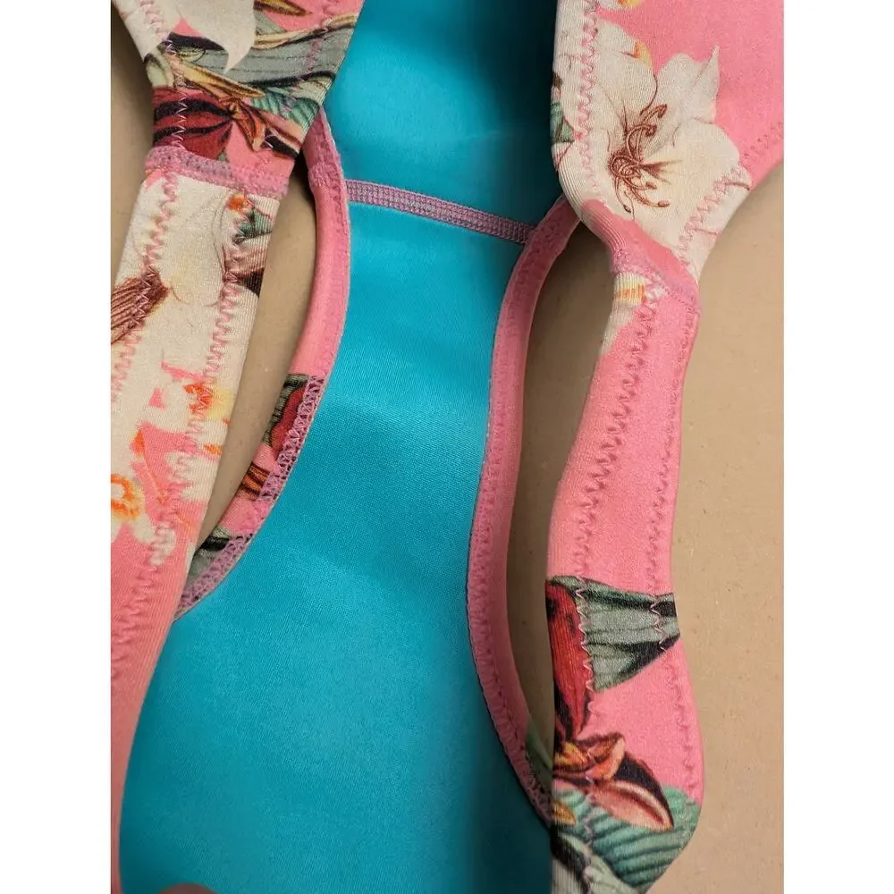 Triangl Pink Floral Neoprene‎ Bikini Bottoms Coastal Blossom Beach Sporty Pastel